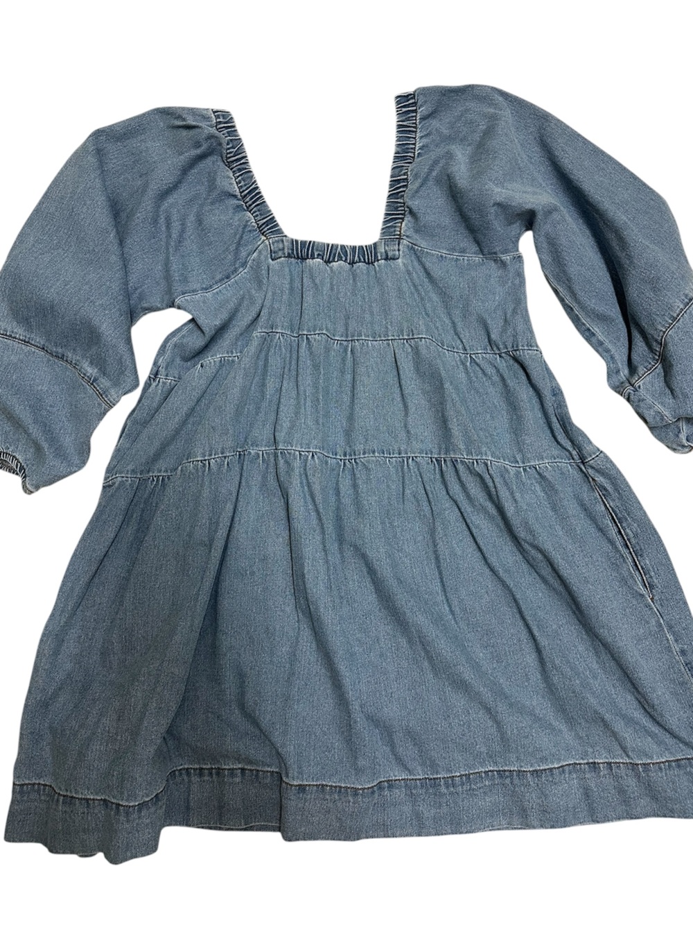 Free People Light Blue Denim Square-Neck Babydoll Dress - Picture 5 of 8